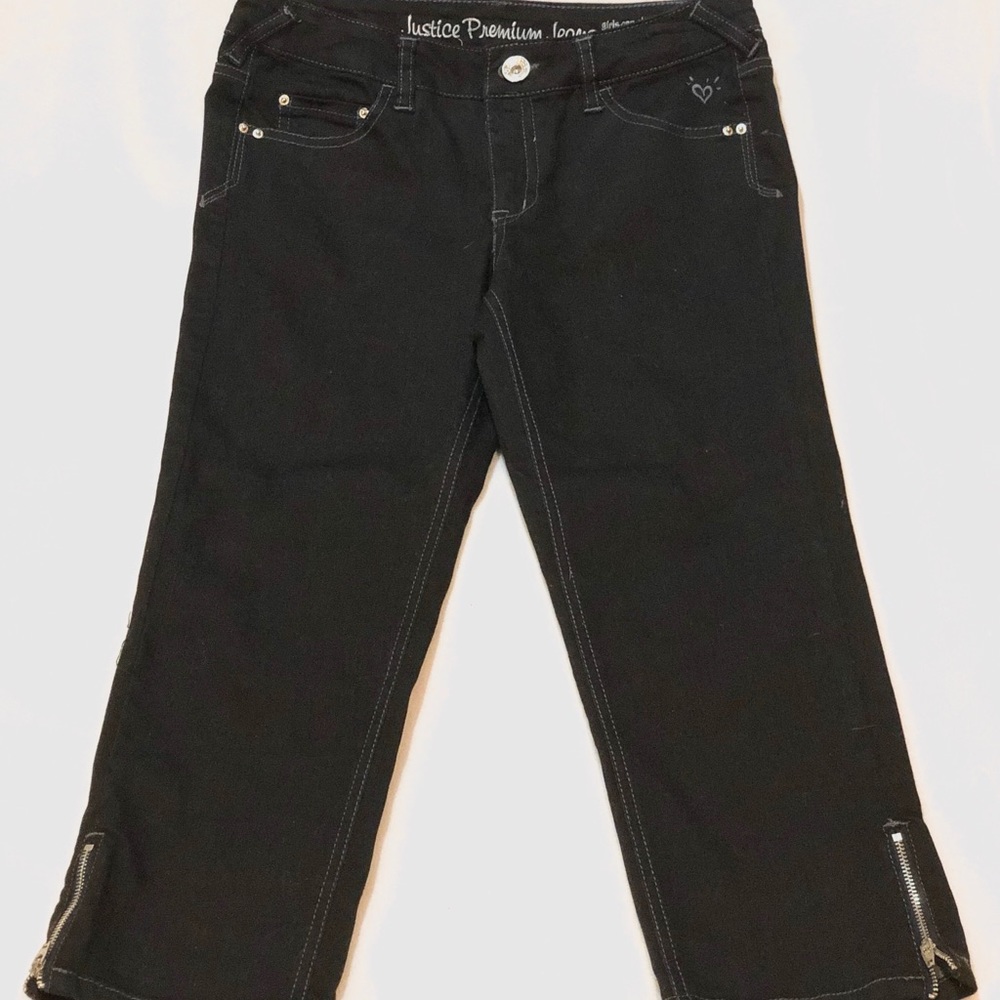 Justice Premium Black capris with zip feature